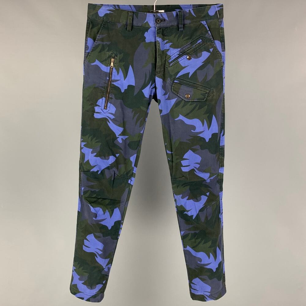 TOMAS MAIER 2018 Size 31 Blue Gray Leaf Print Cotton Pants